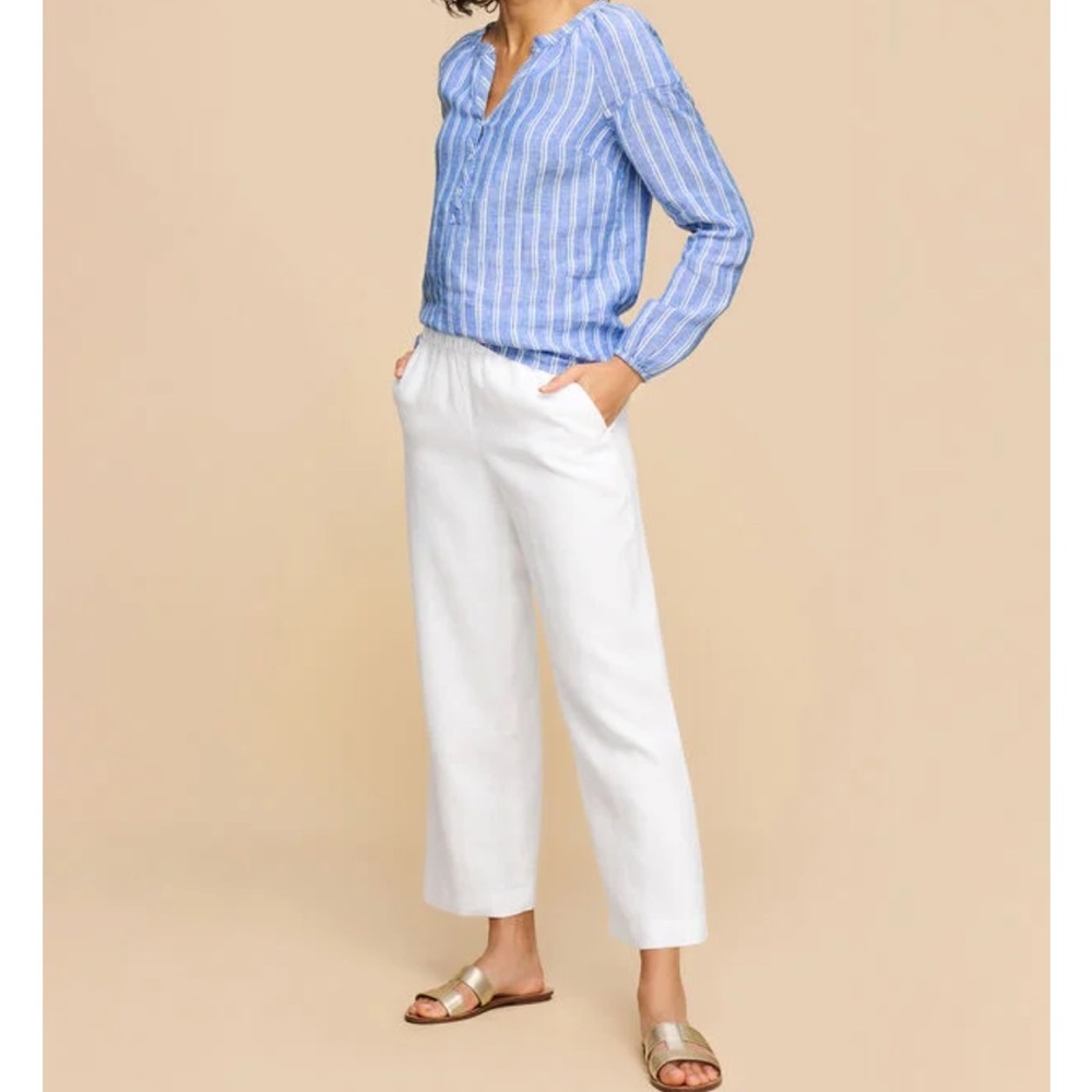 TALBOTS WIDE CROP PULL-ON WASHED LINEN PANTS Never worn size XLP - NWOT